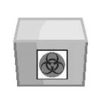 Gray box with a black biohazard symbol on it