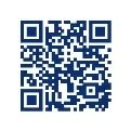 Codice QR quadrato di colore blu scuro su sfondo bianco per l'accesso a informazioni digitali del farmaco