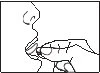 Line drawing of a hand inserting a tablet or pill into an open mouth of a person