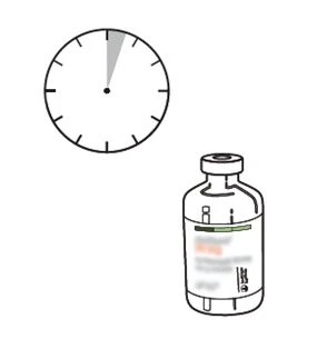 Stylized drawing of an analog clock with a gray sector between the