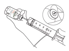 One hand holds a vial with the
