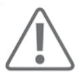 Hazard symbol consisting of a gray exclamation mark enclosed in a triangle