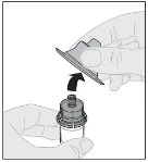 A hand removes a protective cap from a medication vial while the