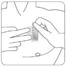 Disegno lineare di un torso umano dove una mano tiene un righello verticale sulla pancia mentre l'