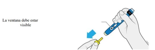 Una mano impugna un dispositivo medico blu e bianco mentre