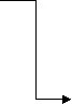 Diagramma con linee nere su sfondo bianco, composto da una linea verticale discendente che si piega verso destra terminando con una freccia