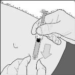 Схематическое изображение руки, держащей шприц для введения жидкости в тело, в то время как