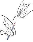 Two hands preparing a syringe with a needle, one hand holding the syringe barrel and the other