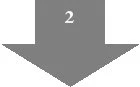 Gray downward-pointing arrow with a white number two centered on a neutral gray background