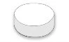 A white, circular, flat tablet with uniform thickness on a white background