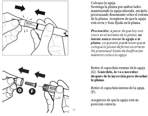 Diagramma medico che mostra le mani che inseriscono l'ago
