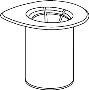 Technical drawing in black and white of a cylindrical container with a flat upper rim and a