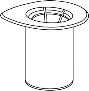 Black and white technical drawing of a cylindrical container with a flat lid and a