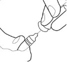 Two hands hold a glass vial and a syringe to prepare the