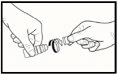Two hands forcefully separating a glass vial into two parts by breaking the neck of the container to open it