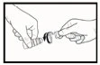 Two hands gently holding and separating the cap from a medicine bottle