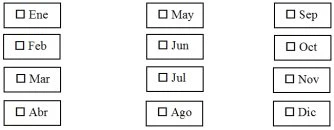 Grid of checkboxes with Italian month abbreviations arranged in three columns: Jan, Feb, Mar, Apr, May, Jun, Jul, Aug, Sep, Oct, Nov, Dec
