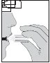 Profile of a face holding in the mouth