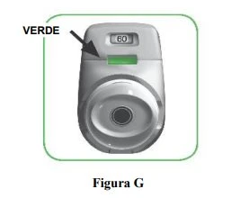 Gray medical device with a digital display reading 60 and a green bar indicated by a black arrow on a white background with green border
