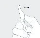 Black-and-white technical drawing showing a hand with the
