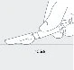 Black-and-white schematic drawing showing a leg with the foot resting on the ground and a hand touching the ankle above the text Lab