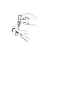 Thin line drawing showing a hand holding a syringe to inject medication into the subcutaneous tissue of the arm