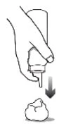 Black and white drawing of a hand pressing down