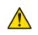 Hazard sign with a yellow triangle bordered in black containing a black exclamation mark in the center