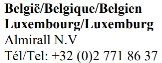 Testo nero su sfondo bianco con i nomi Belgio/Belgio/Belgio, Lussemburgo/Lussemburgo, Almirall N.V. e il numero di telefono +32 (0)2 771 86 37