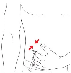 Disegno lineare di un torso umano con una mano che pizzica la pelle dell'