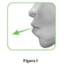 Black and white profile of a human face with a green arrow pointing toward the open mouth