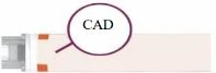 Medical diagram with a horizontal pink line and a circle labeled CAD connected by a thin line