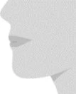 Stylized lateral profile of a human face showing the nose, lips, and chin in light gray on a white background