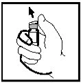 Una mano tiene un flacone verticale e preme il tappo verso il basso