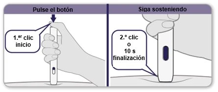 Two illustrations show the correct injection technique steps
