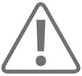 Warning symbol consisting of a gray exclamation mark at
