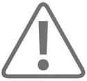 Hazard symbol consisting of a gray exclamation mark at
