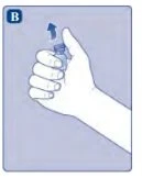 A hand firmly squeezing a small medication vial towards the user