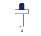 Schematic diagram of a medical device with an upper blue cylindrical body connected to a thin vertical needle pointing downward