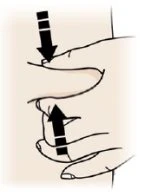 Schematic drawing with two black arrows indicating opposite movements towards the