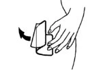 Disegno lineare di una mano che apre un contenitore o una confezione sollevandone il lembo verso l'alto