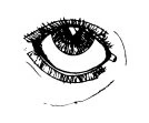 Disegno stilizzato in bianco e nero di un occhio umano aperto con ciglia lunghe e marcate sia sulla palpebra superiore che su quella inferiore