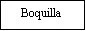 Black text with the word Boquilla written in serif font on a white background enclosed in a rectangle with a thin black border