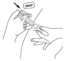 Disegno schematico di mani che impugnano un dispositivo medico per l'