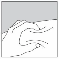 A hand pinches and lifts a skin fold on a body surface to prepare for