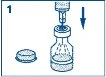 Diagram showing a hand holding a syringe with arrows indicating the direction of pressure and rotation