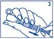 A hand holding a syringe and pushing the plunger downward with the thumb