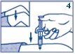 Medical diagram showing a hand holding a syringe for administration