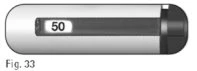 Capsule-shaped medical device with a central indicator displaying the number 50 on a white background and a dark side section
