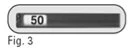 Graphic representation of a medical device with a digital display showing the number 50 on a dark background